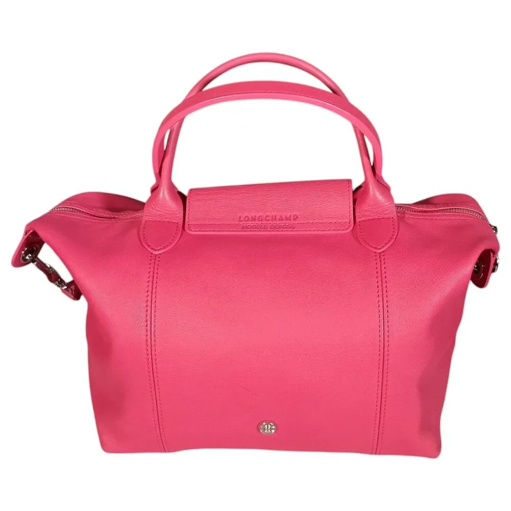 Longchamp Le Pliage Cuir 2-Way Leather Tote Shoulder Bag Pink - Picture 4 of 16